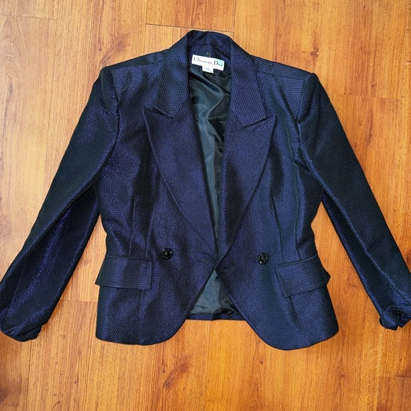 Vintage Christian Dior Iridescent Blue Blazer - Picture 14 of 14